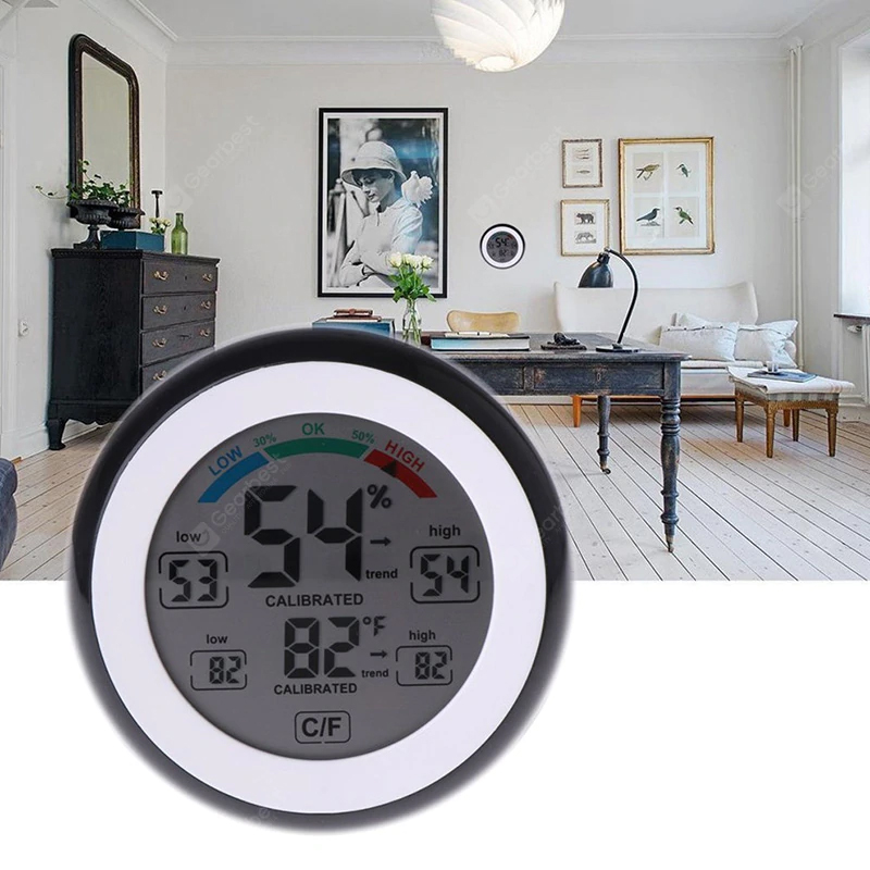 Ψηφιακό Υγρόμετρο LCD Θερμόμετρο Οθόνη Υγρασίας - Μαύρο